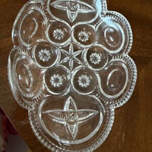 L G Wright MOON & STARS CRYSTAL 8" SCALLOPED RELISH #44-28
